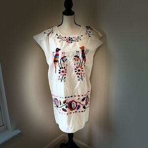 Handmade embroidered floral and bird dress/tunic/ cover up